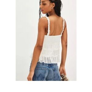 Free People White Lace-Up Tank  Top Sz-XS